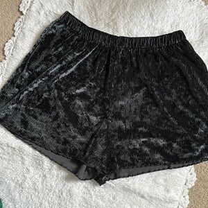 Black Velvet ribbed lounge pj Shorts
